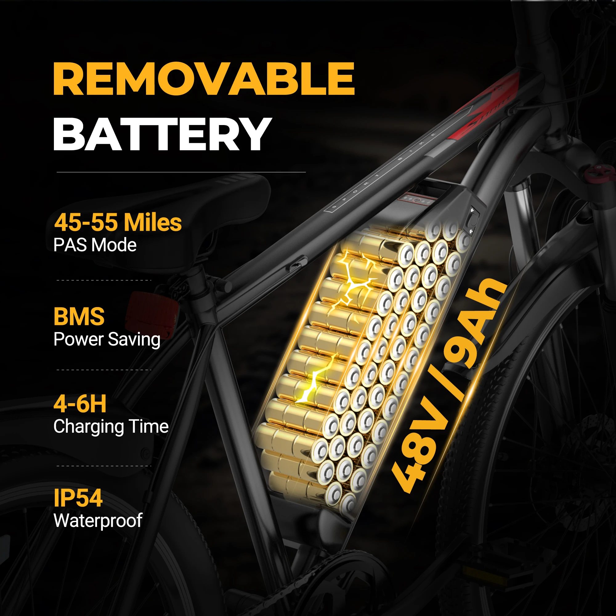 26 Inch Outdoor Electric Bike Electric Mountain Bike 500W High Speed Motor 48V 9Ah Removable Battery Adult Off-Road Commuting E-Bike 6 26 Inch Outdoor Electric Bike Electric Mountain Bike 500W High Speed Motor 48V 9Ah Removable Battery Adult Off-Road Commuting E-Bike — Image 6