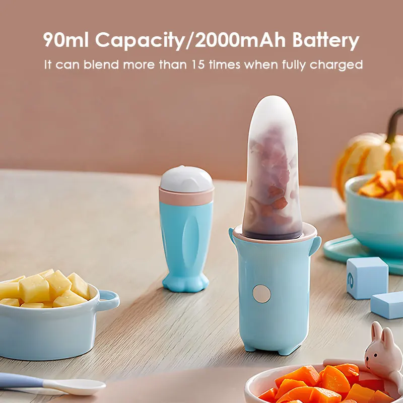 SUBADA Portable Complementary Food Machine 25W Mixer Food Processor Portable Personal Blender For Baby Food 90ml Juice Bottle 5