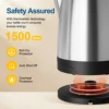 Electric Tea Kettle - CACHOO 1.7L Stainless Steel Electric Kettle with LED Indicator, Fast Boil Hot Water Boiler 4