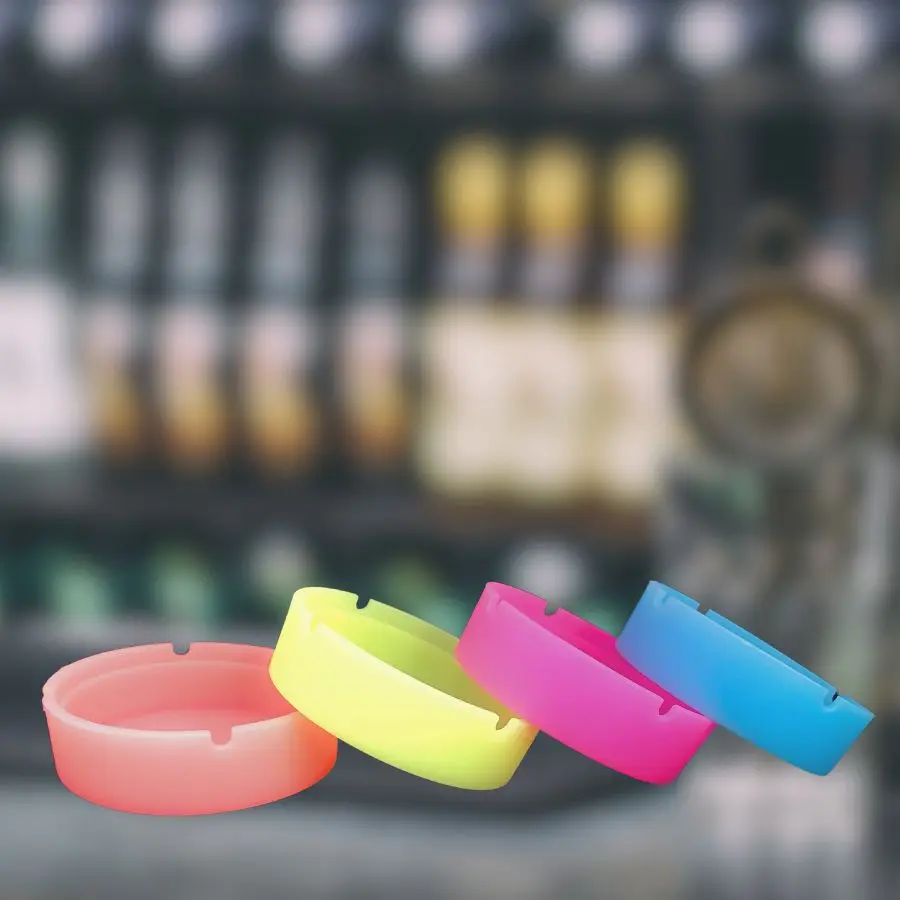 Silicone Ashtray Luminous Fluorescent Round Ash Box Glow-in-the-dark