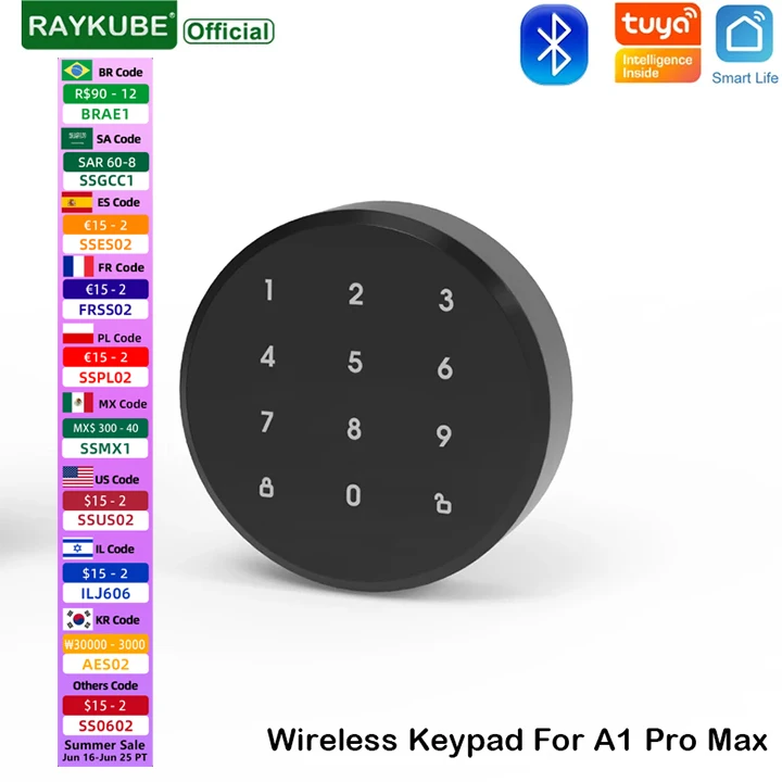 PT1 Tuya Bluetooth Wireless Password Keypad For A1 Pro Max Smart Lock access control keypad
