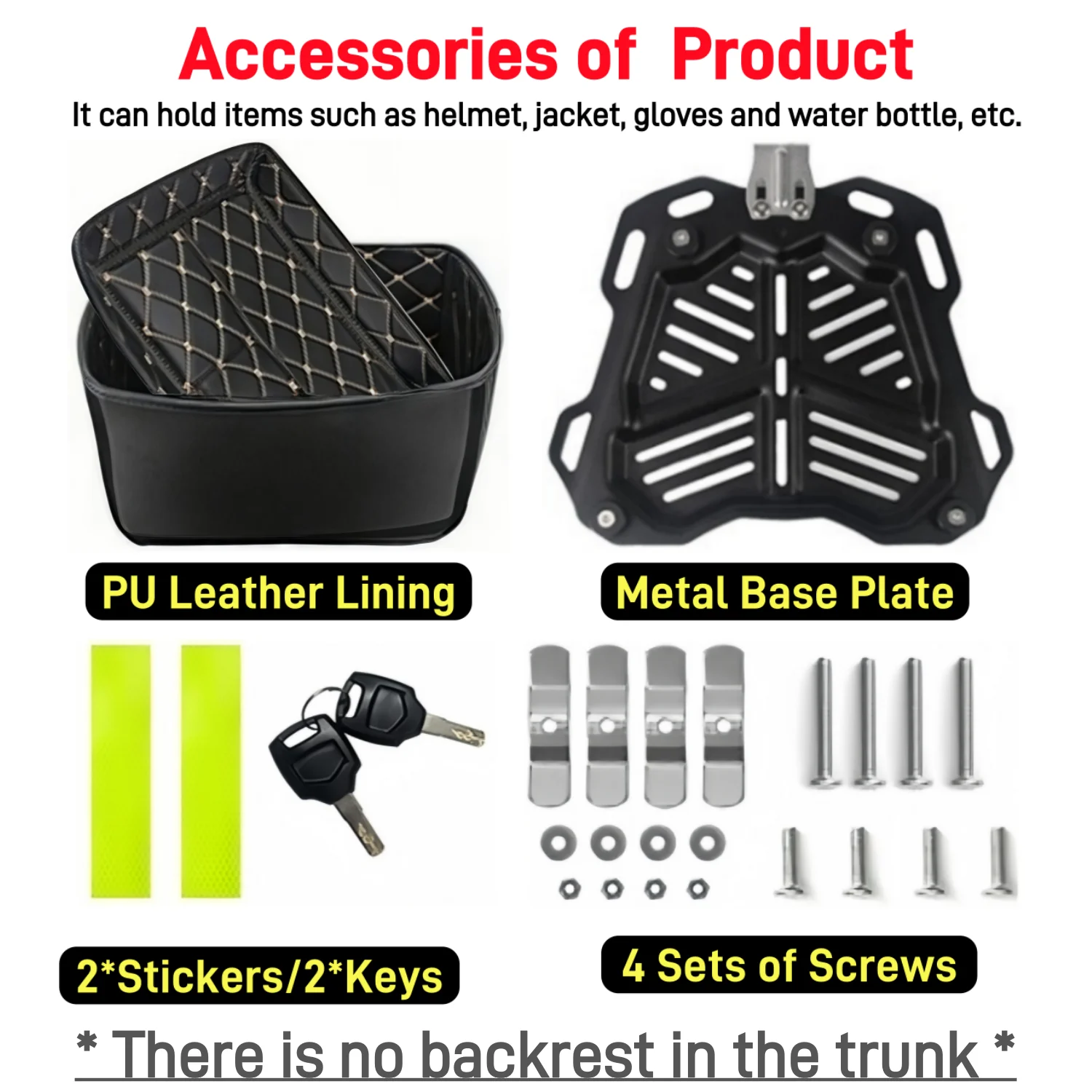 top case interior lining and storage