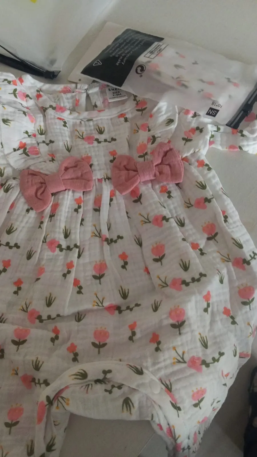 Baby Floral Bow Long-Sleeve Jumpsuit & Headband Set, 0–6M photo review