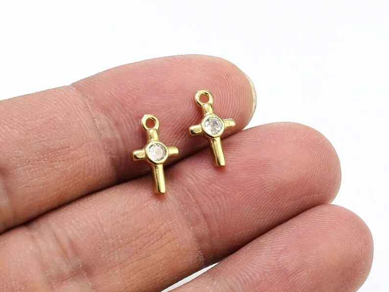 

6pcs Brass Cross Charm, Tiny Cross Earring Charms, Earring Accessories, Bracelet Charms, Jewelry making - R2099