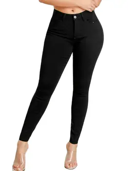 2023 Autunno delle nuove donne Nero a vita alta Jeans skinny Moda Stretch Slim Denim Pantaloni a matita Pantaloni casual femminili S-2XL 1