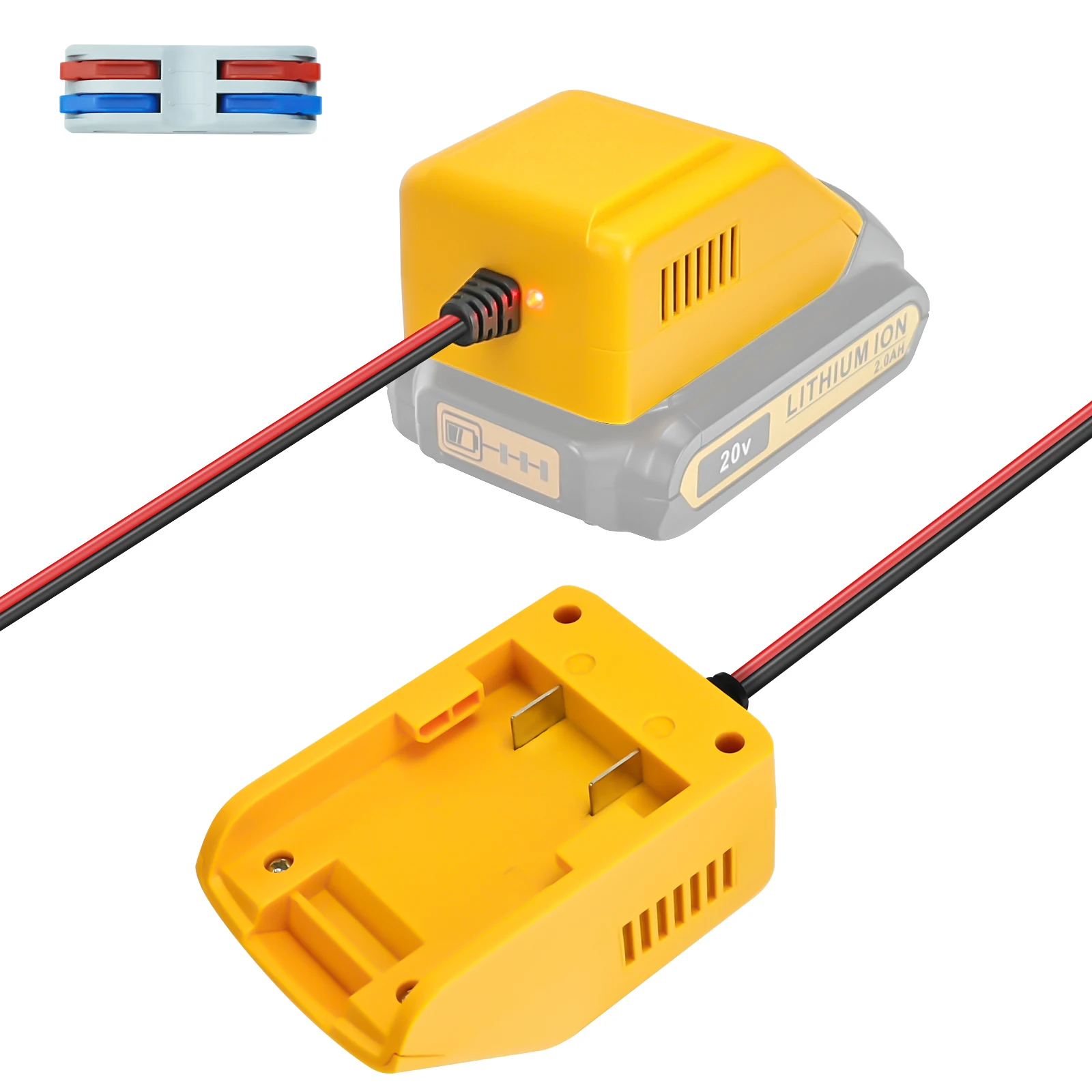 

20V to 12V Step Down Converter for DeWalt 20V Power Wheels Battery Adapter 12V 12A Buck Converter Regulator with Wire Terminal