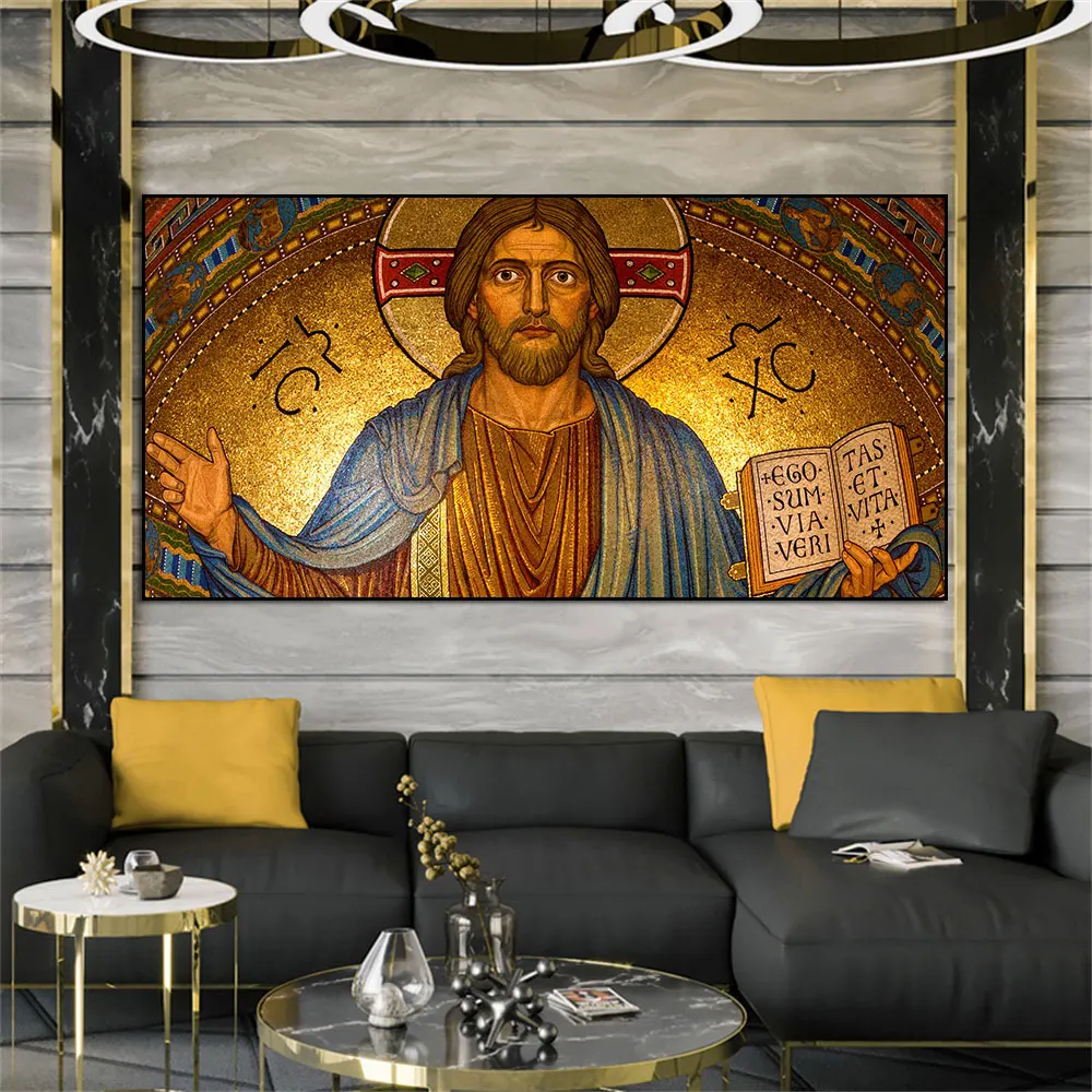 

Modern Abstract Jesus Art Huge Canvas Painting Print Poster Religious Wall Art Picture Church Christian Room Home Decoration
