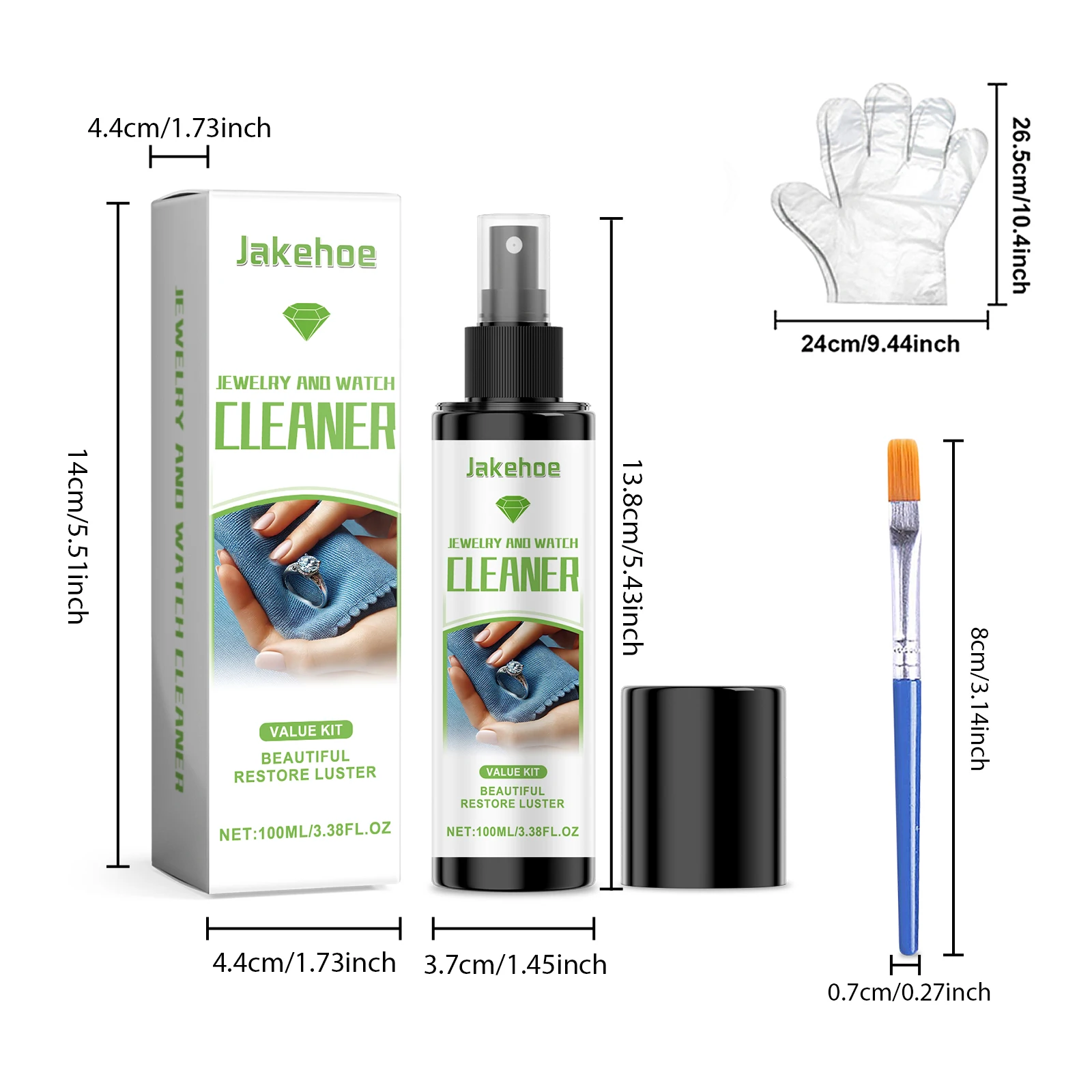 Jakehoe Jewelry Cleaner for Ring Necklace Restoring Gloss Deep Cleaning Dust Polishing Luster Sliver Jewelry Maintain Spray