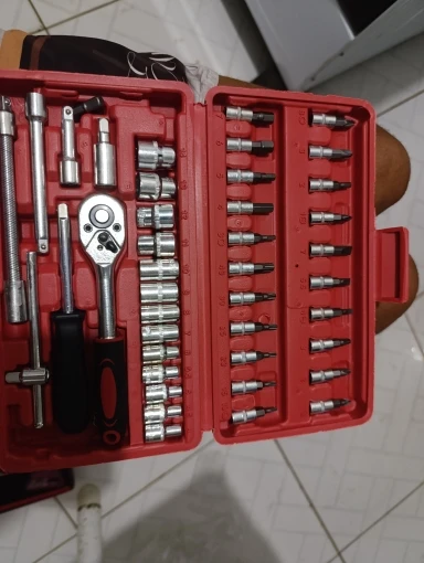 Kit Chaves Ferramentas Jogo 46 Peças Maleta Catraca Reversível Soquetes Completa Profissional Mecânico photo review