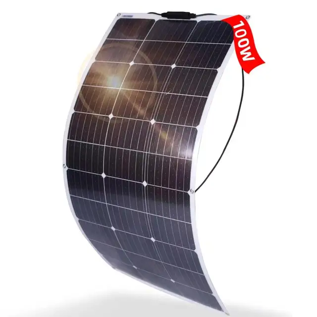 Panneau solaire flexible 200 W 100 W, 2 x 100 W, module solaire monocristallin flexible, cellule solaire photovoltaïque hors réseau, pour camping-car, voiture, abri, toit, bateau, balcon 1