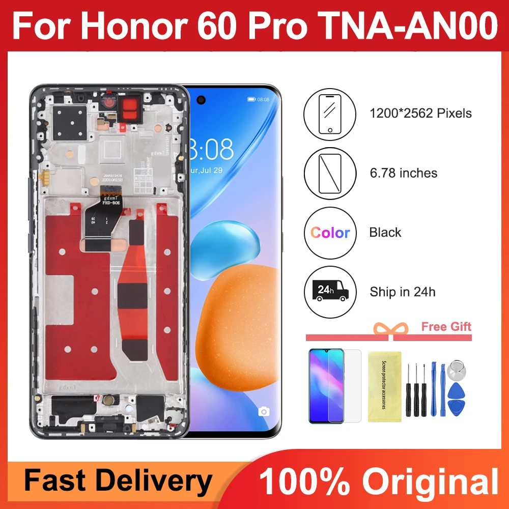 honor-60-pro-tna-an00用のフレーム付きlcdタッチスクリーンオリジナル678インチ