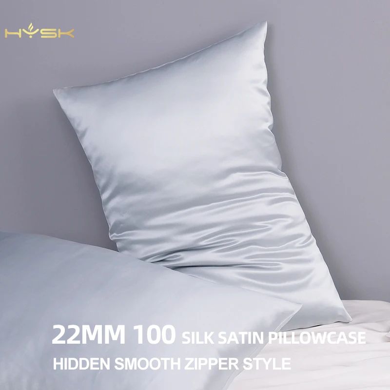 

2PCS Hidden Zipper 22mm 100 Mulbery Silk Cover pillowcase Two-Sided natural Hypoallergenic Pillow case Skin Face Hair travel