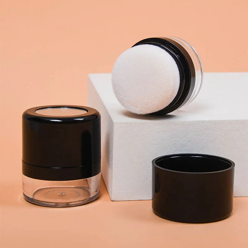 

3pcs 5g Portable Loose Powder Box with Mirror Travel Powder Case with Mushroom Sponge Puff Cosmetic Case Blusher Powder Jar