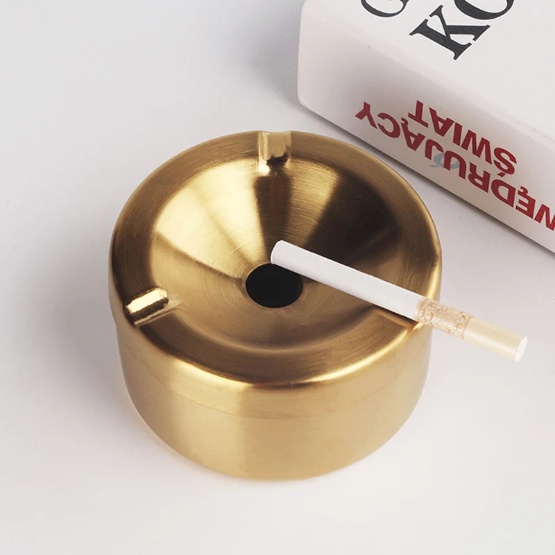 Round Stainless Steel Ashtray with Lid for Car Metal Outdoor Windproof Cigarette Ash Tray 2