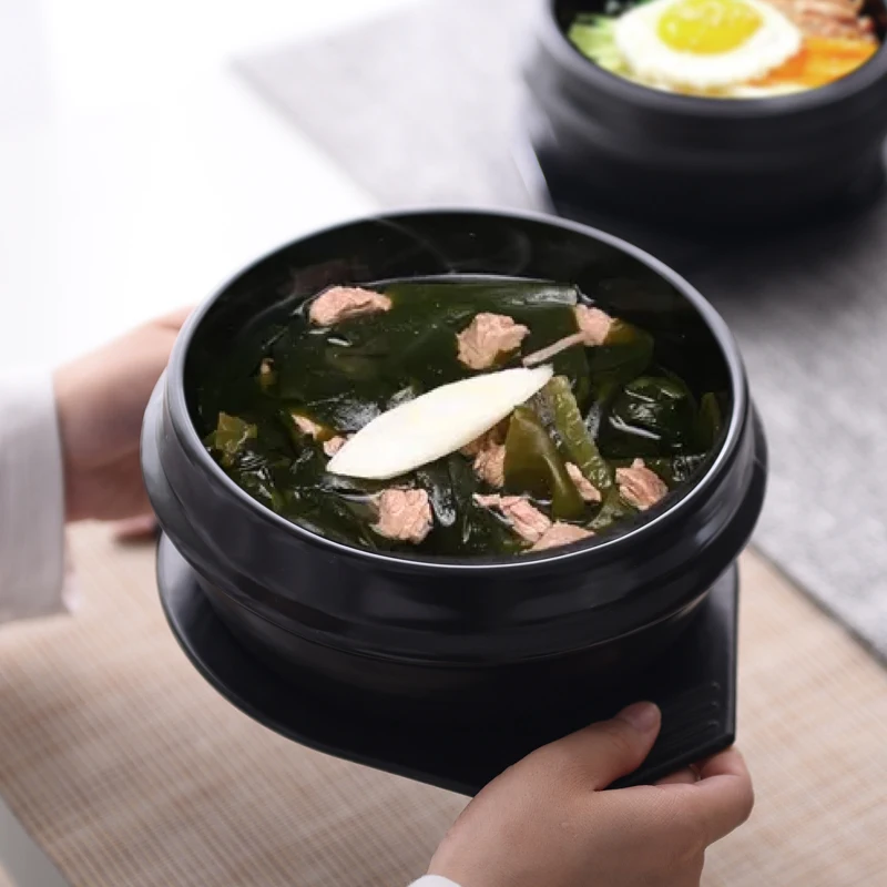Korean Premium Ceramic Stone Bowl with Lid+One glass lid For Cooking Hot Pot Dolsot Bibimbap and Soup 