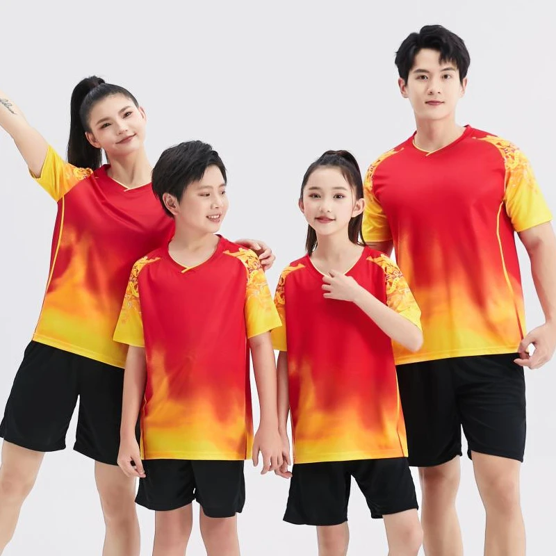 China Dragon Table Tennis Shirt Asian Pattern Badminton Shirt Men Women Child Training Ping Pong Clothes Game Clothes Red Blue