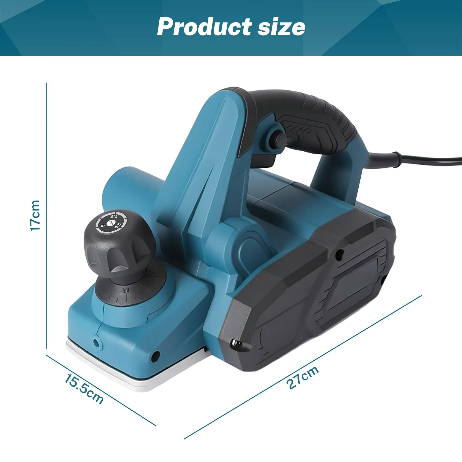 800W Elektrischer Holzhobel 16500 U/min Professionelles Elektrowerkzeug 1-2mm Einstellbare Tiefenverstellung für DIY-Schreinerei Möbelrestaurierung – Detail 7