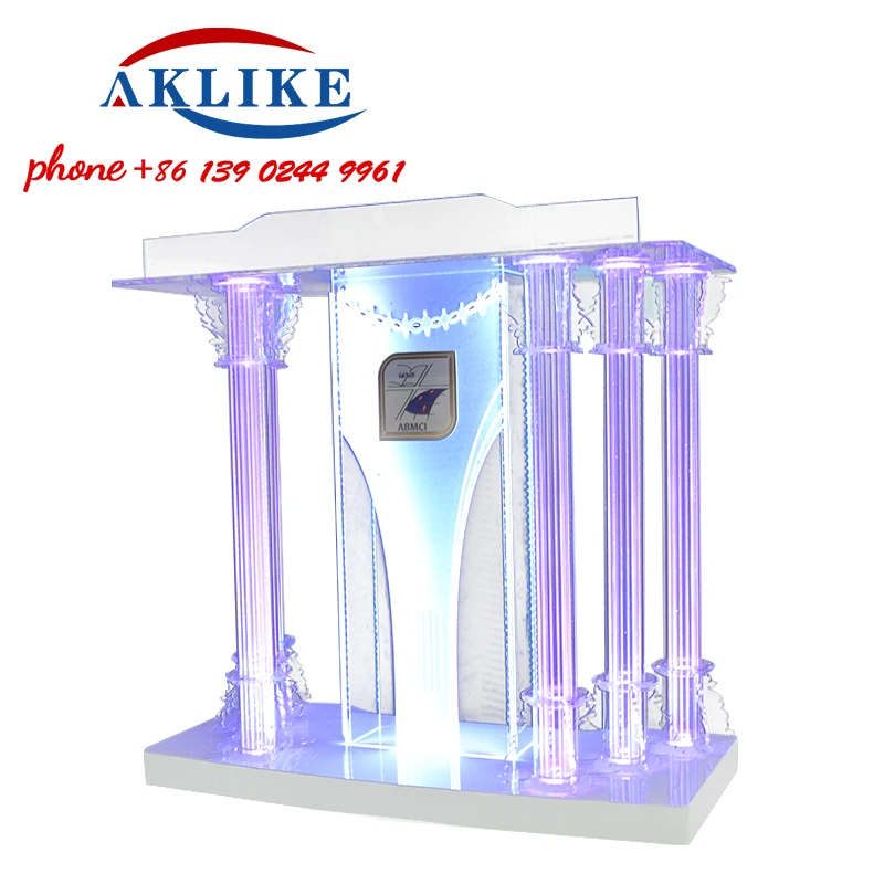 

2024 Multifunction With LED Podium Auditorium Lectern Fashion Table Wedding Pulpit Clear Church Pulpit Free Shipping