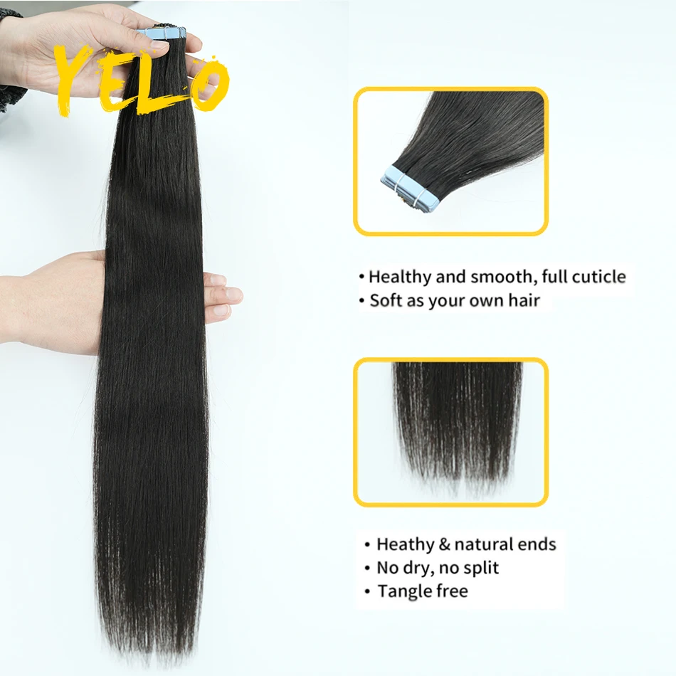 2.5G Balayage Tape In Hair Extensions Human Hair Straight Keratin Capsule Hair Natural Black Tape Ins Human Hair 20/40Pcs Sample