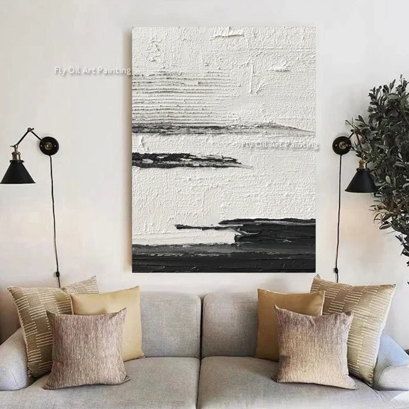 

Black And White Wall Art Large Abstract Oil Painting Abstract Hand Painted Minimalist Canvas Painting Modern Art For Decor