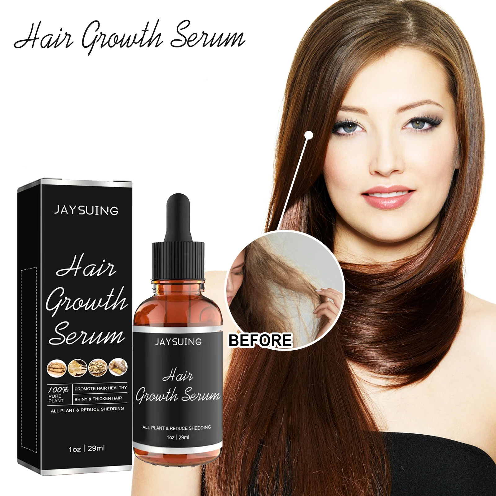 Hair Growth Serum Moisturizes Strengthens Leaves Hair Shiny for Women & Men Improves Appearance of Thinning Nourishes Scalp