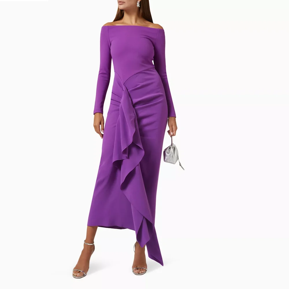 

Mignon Sexy Mermaid Crepe boat neck Full Sleeves Evening Dresses Cocktail Party Dress wedding dress Dresses for special events