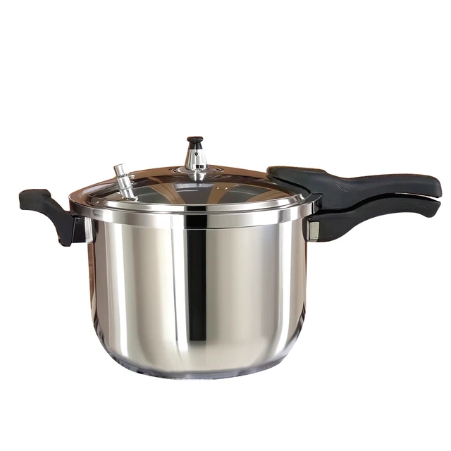 Casserole à pression en acier inoxydable de 5 L avec indicateur de pression et dispositifs de sécurité pour cuisinière à gaz et à induction 1