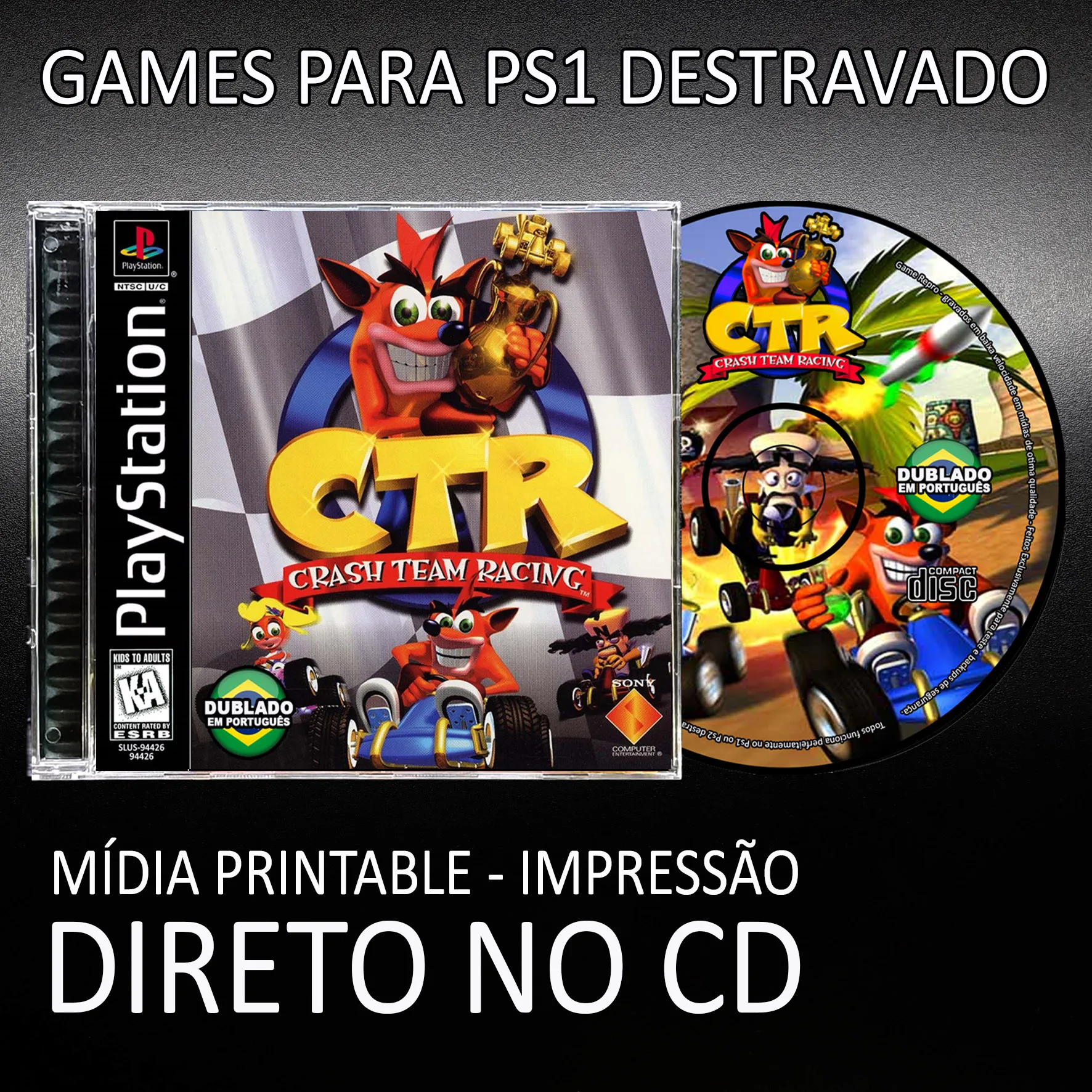 CRASH TEAM RACING Ctr Ps1 Jeu Cib Playstation 1 Complet Pal Fr Ttbe EUR 39,90 - FR