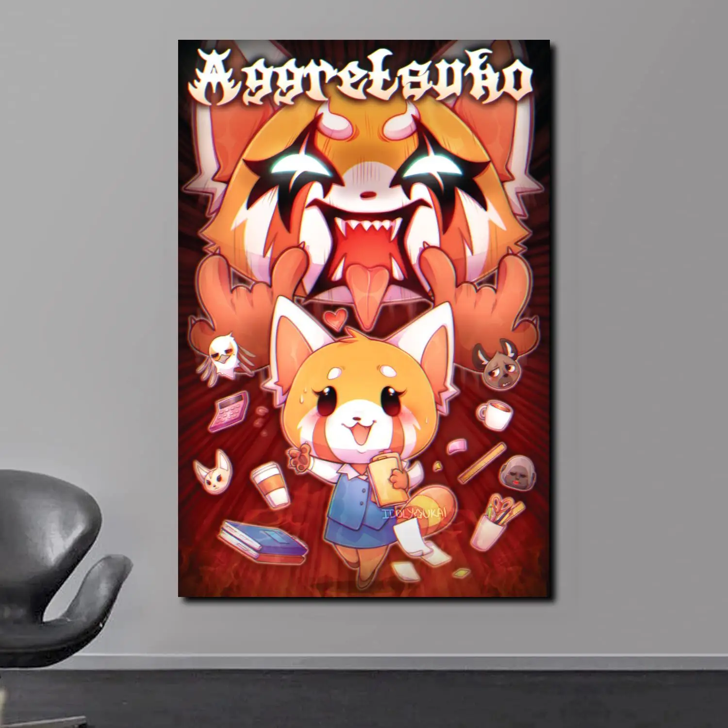 Big Poster Anime Aggretsuko Netflix LO001 Tamanho 90x60 cm