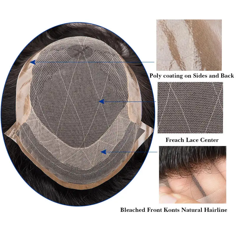 Male Hair Prosthesis Natural Human Hair Toupee Men&rsquo;s Wig 130% Density human hair toupee
