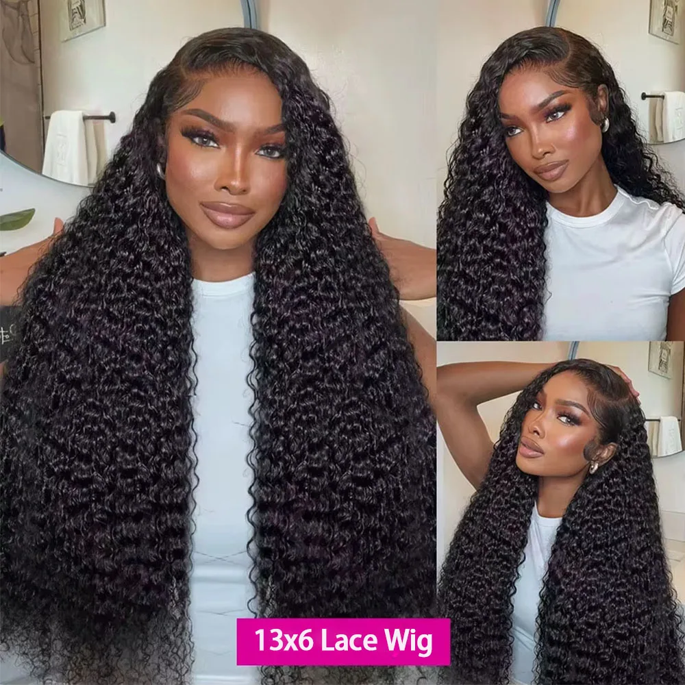 13x6 Brazilian Virgin Human Hair Jerry Kinky Curls 250% Density Real Human Hair HD13X4 Lace Front Wig Pre-Plucked Bleached Knots 6