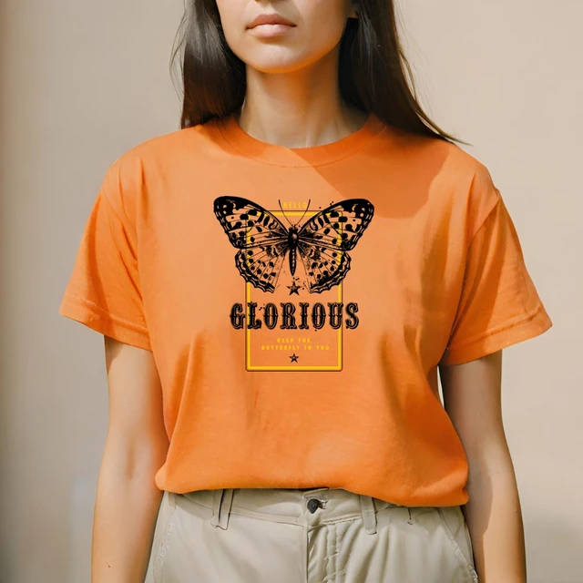 Camiseta Feminina GuGi Borboleta Glorious Estampada 100% Algodão CF01-002
