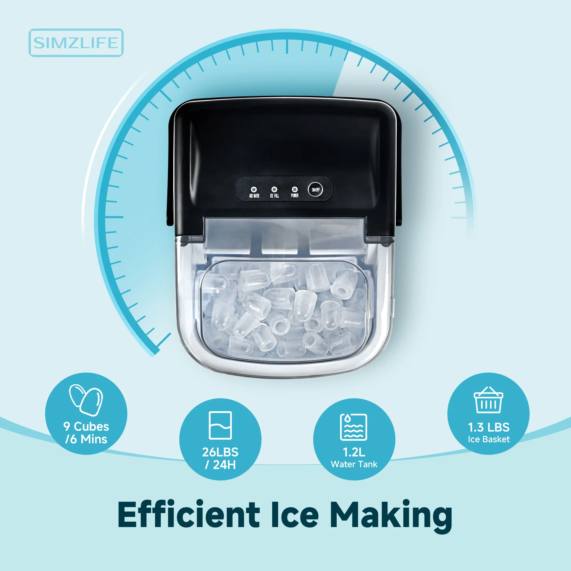 Self-Cleaning Desktop Ice Maker Machine with Ice Scoop