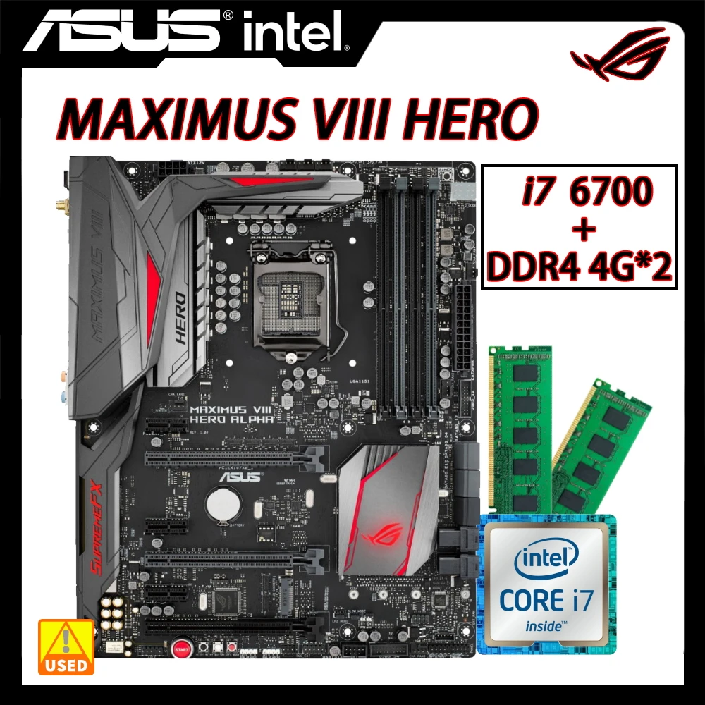 Kit Scheda Madre Lga 1151 Asus Rog Maximus Viii Hero Mining Scheda Madre Ddr4 Intel Z170 Core I7/I5/I3 Cpu 64Gb Sata3 Usb 3.1