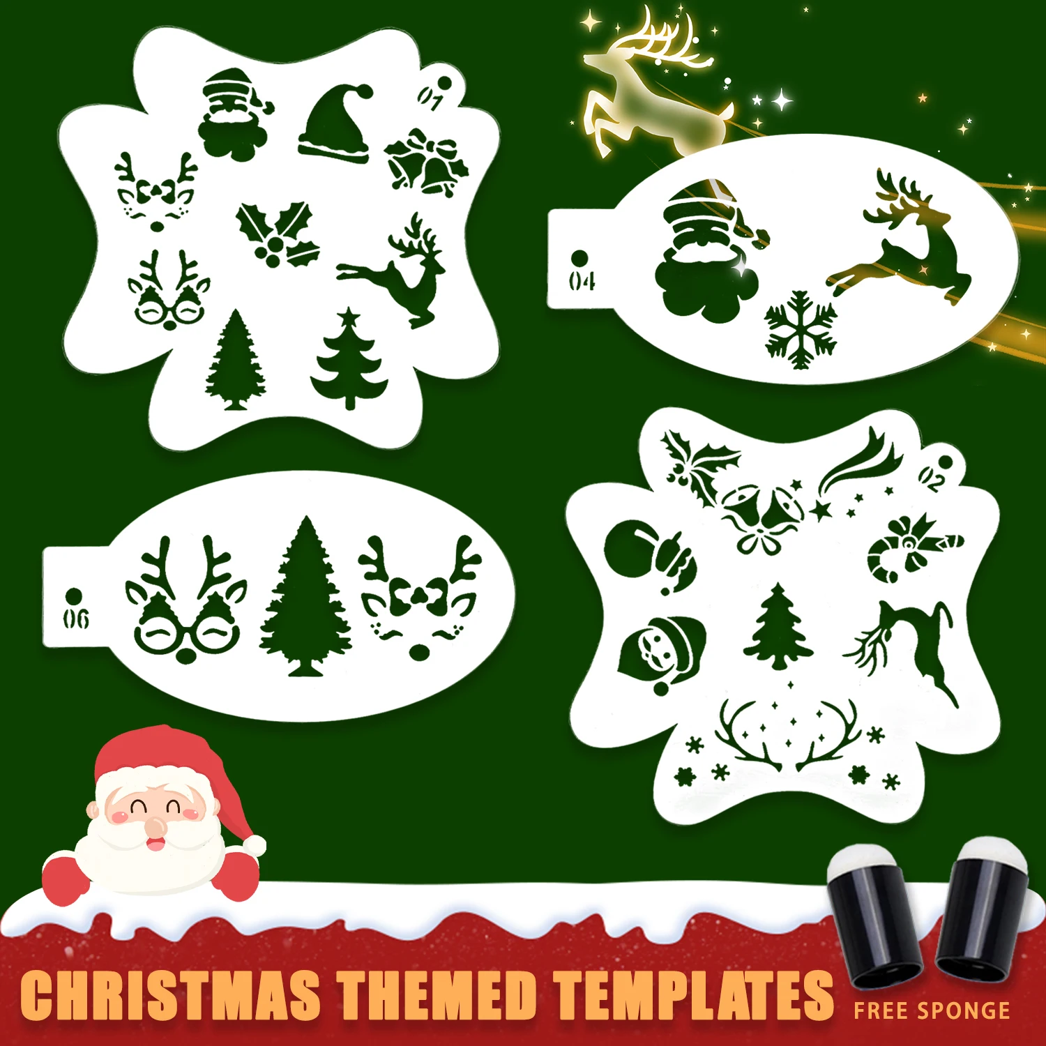 Christmas holiday face painting festival performance hollow pattern quick-draw printing Stencils washable 3