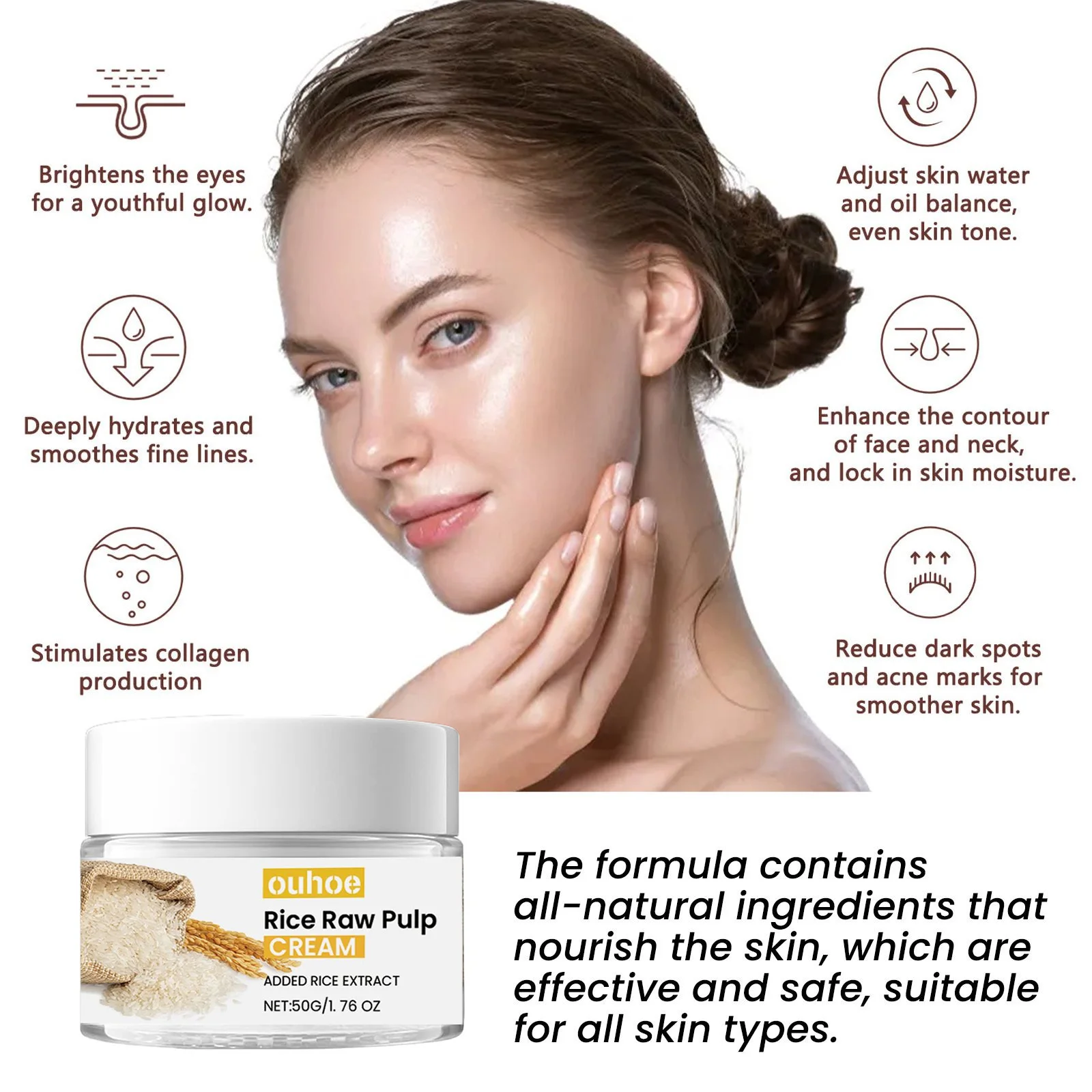 Crema viso schiarente al riso bianco anti età antirughe_voghion.com