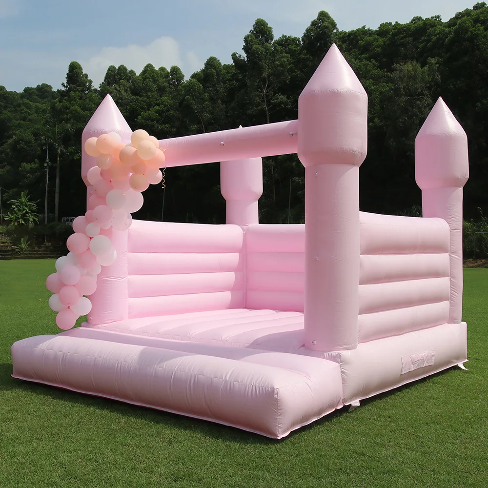 Commercial PVC Bouncy Castle for Kids, Pink Inflatable House, Moon Jumping Bed, Bouncer with Air Blower, Wedding Party, 13ft