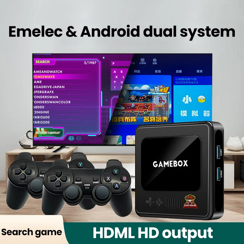 New Gamebox 8+128g Video Game Console Dual System Emuelec& Android With