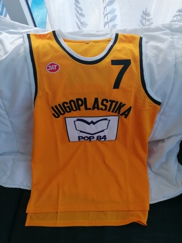 Wholesale Drop shipping Hot Sale Men's Toni Kukoc #7 Jugoplastika movie  version Basketball Jerseys Yellow Color From m.