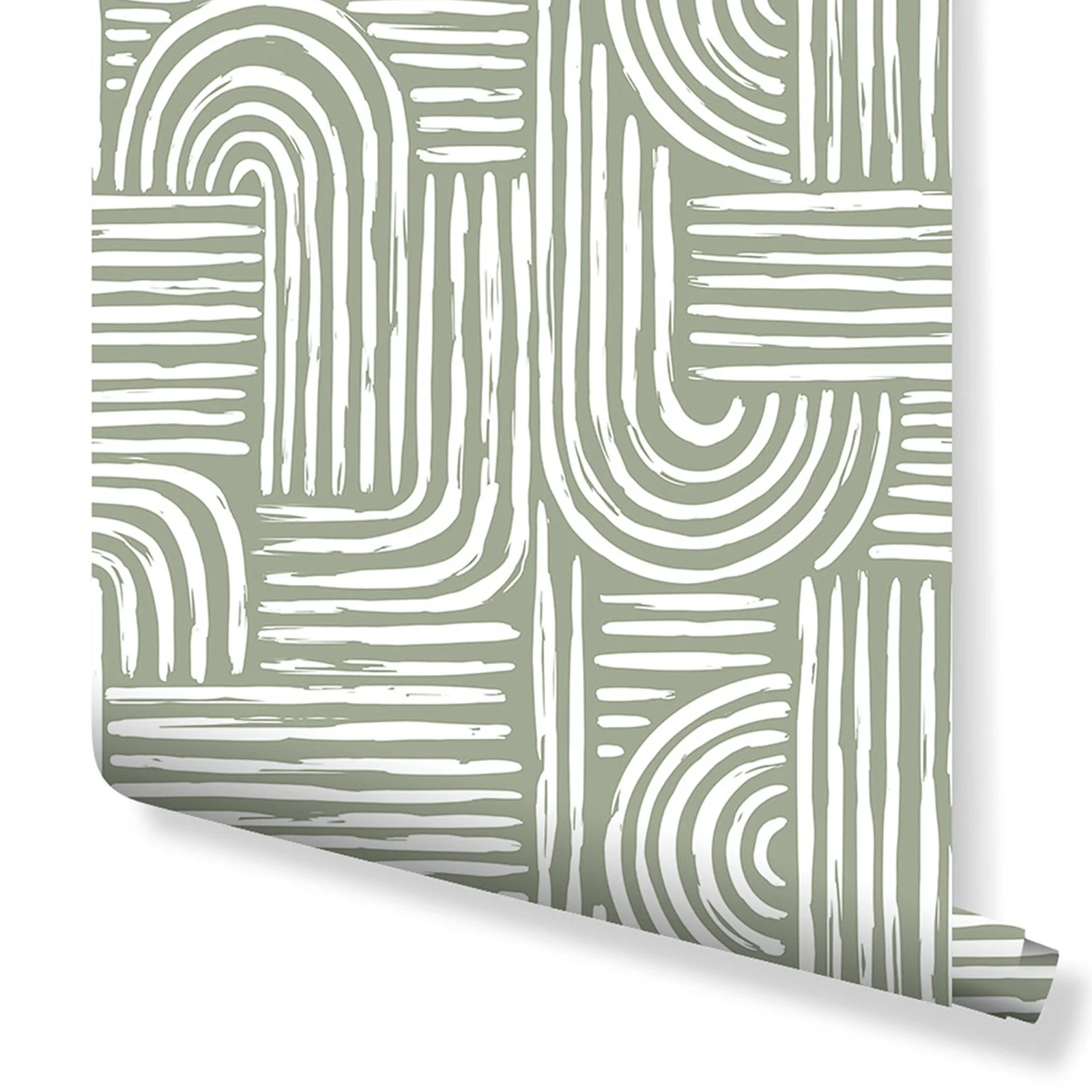 Papel de Parede Verde Oliva Estilo Boho Design Escandinavo Papel de Parede Removível