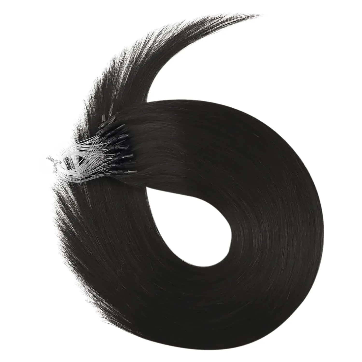 LaaVoo Remy Micro Link Hair Extensions Human Hair 50G 14-24inch Brazilian Natural Straight Human Prebonded Micro Loop