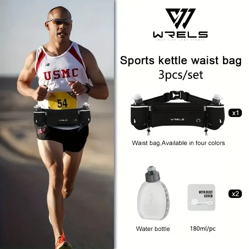 WRELS Outdoor Sports Running Waterproof Utralthin Waist Bag Runner Belt Hydration Running Belt with Water Bottle Running Pack WRS-8860