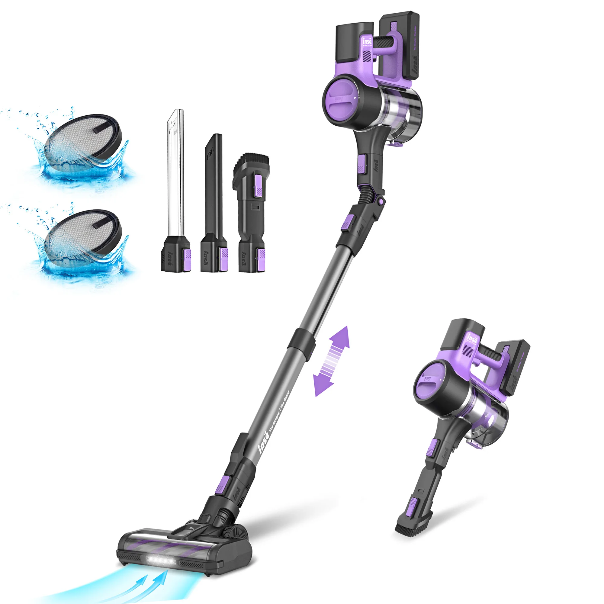Aspirateur Balai Sans Fil 6-en-1, 45 Min Autonomie, 1.2L, Puissant Pour Poils D'animaux Et Sols Durs