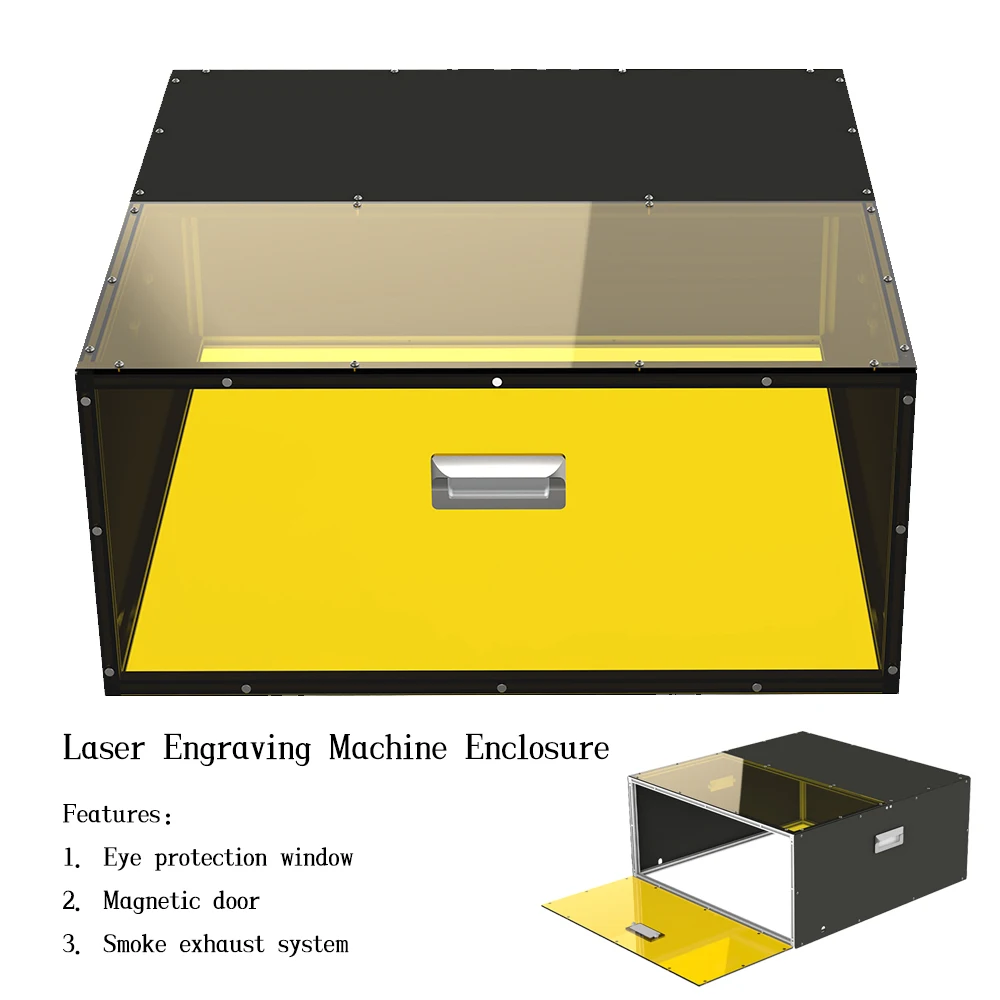 

Laser Engraving Machine Enclosure Acrylic Acid Dust Proof Protective Box 650x650x292mm Smoke Exhaust with Powerful Suction Fan