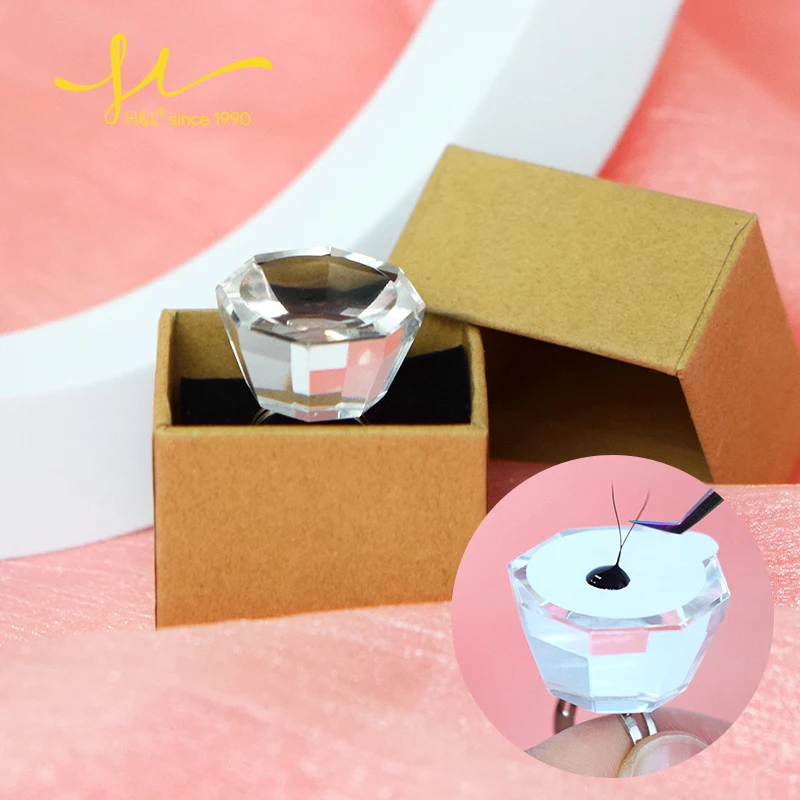 

LASHLADY Crystal Adhesive Glue Holder Lash Transparent Pallet With Steel Beauty Make Up Tools Salon/Individual Makeup