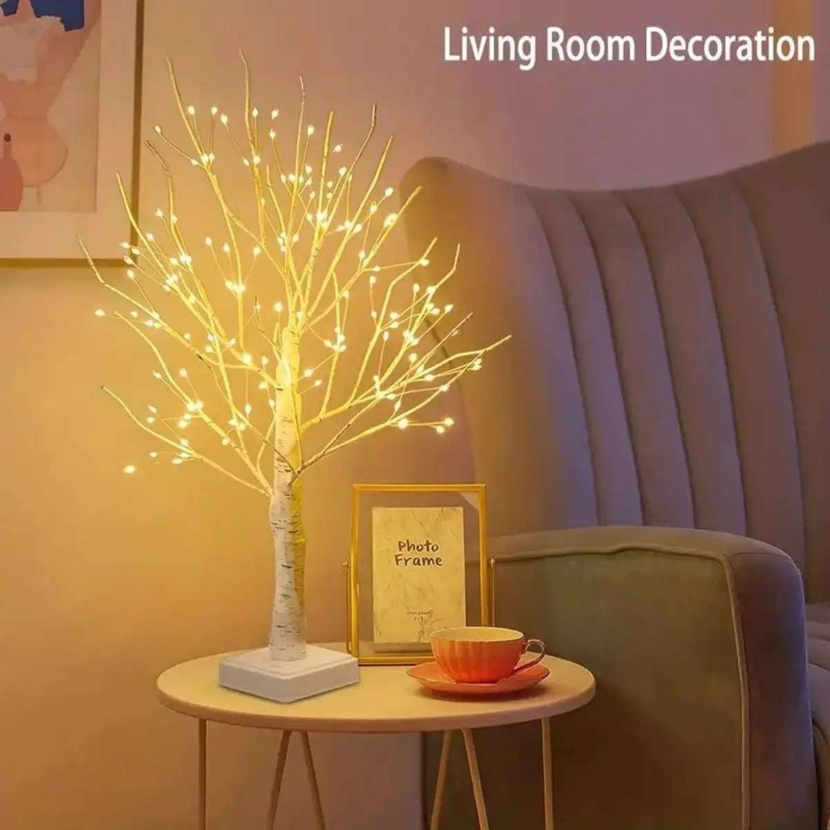 1pc 144 LED Birch Tree Lights, Warm White Light, USB And 3AA Battery Powered (Not Included), Holiday  Decorative Tree 3