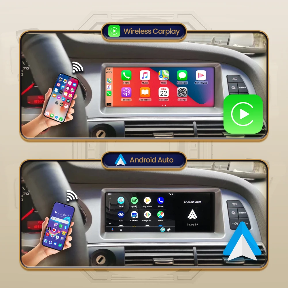 BONROAD inalámbrico CarPlay y Android Auto pantalla táctil Radio de coche para Audi A6 C6 4F 2005-2015 navegación GPS reproductor Multimedia 3