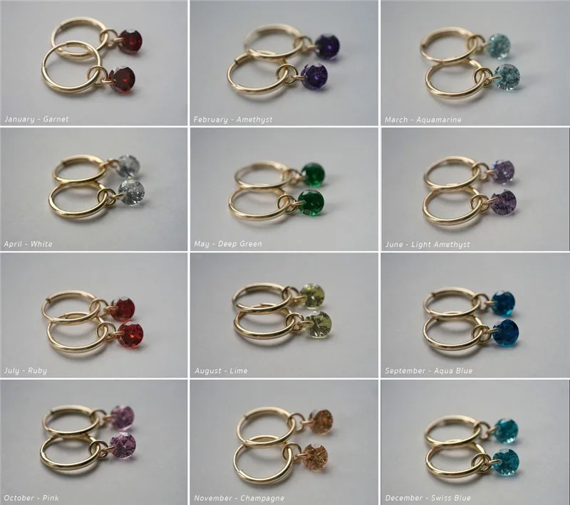 Birthstone Earrings 14K Gold Filled Hoop Earrings Fine Jewelry 15MM Hoop Earrings Brincos Pendientes Oorbellen Boho Earrings