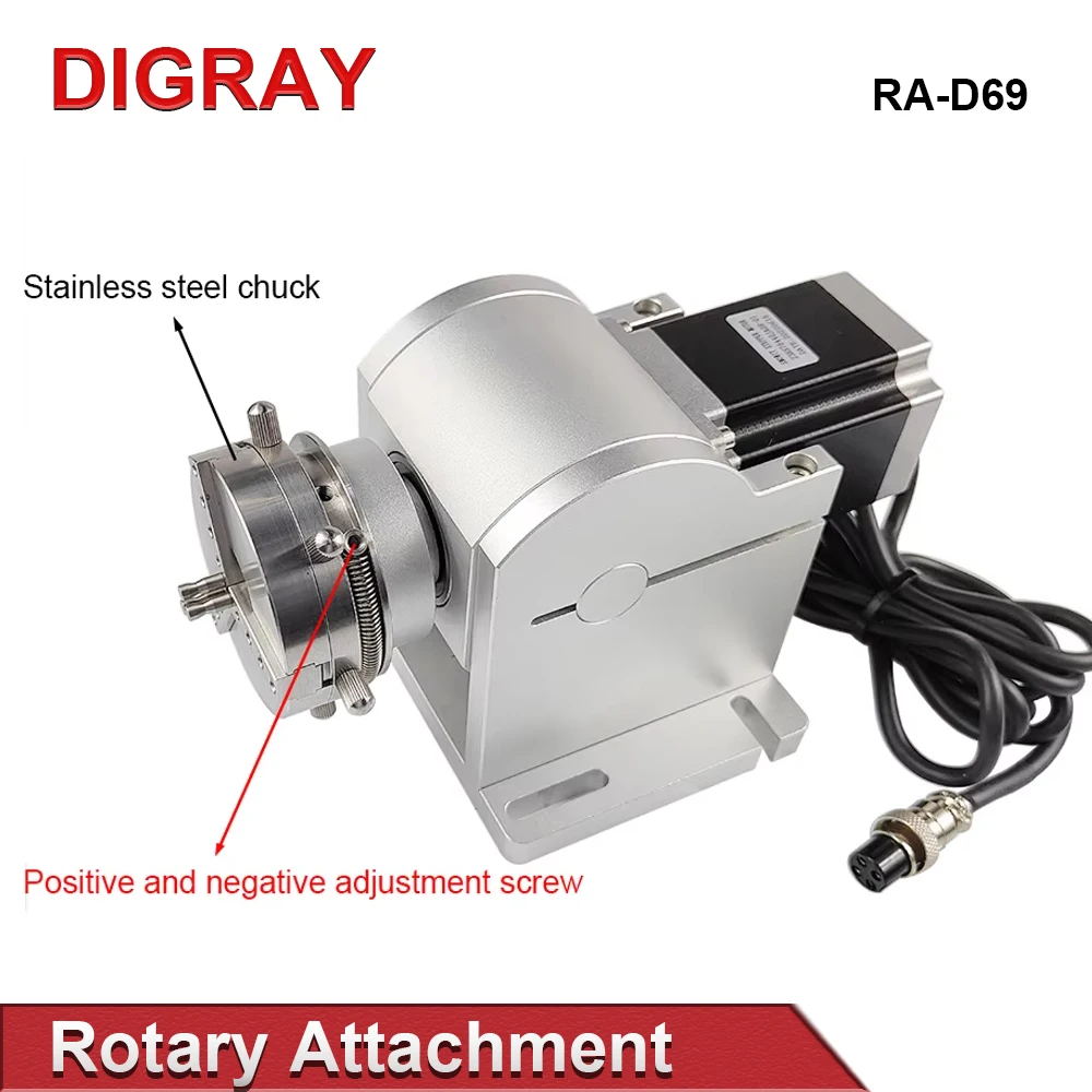 DIGRAY 파이버 레이저 마킹 링 로터리 부품(드라이버 작업대 직경 3-91mm) 레이저 각인 D69 로터리 어태치먼트