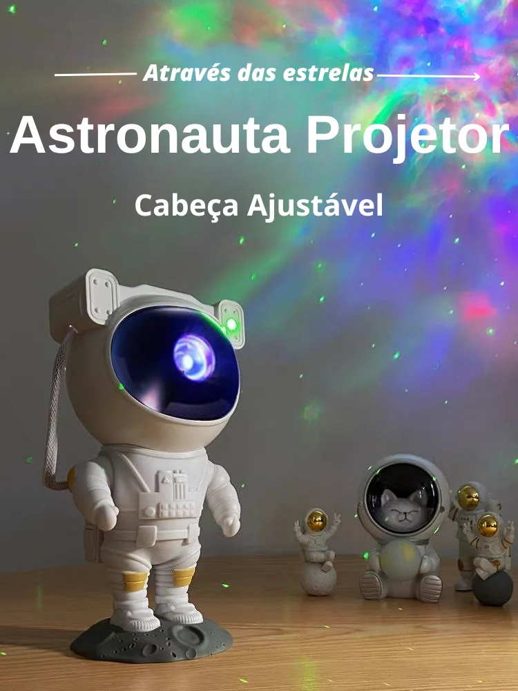 Projetor Astronauta Portátil De Luz Galáxia Nebulosa Luzes LED Efeito Espaço Estrelado Com Controle USB Desligamento Automatico